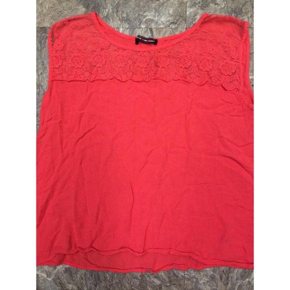 Orange Loose Oversize Tank Top Blouse Lace Top HIP Happening in the Present Sz S - Picture 2 of 6